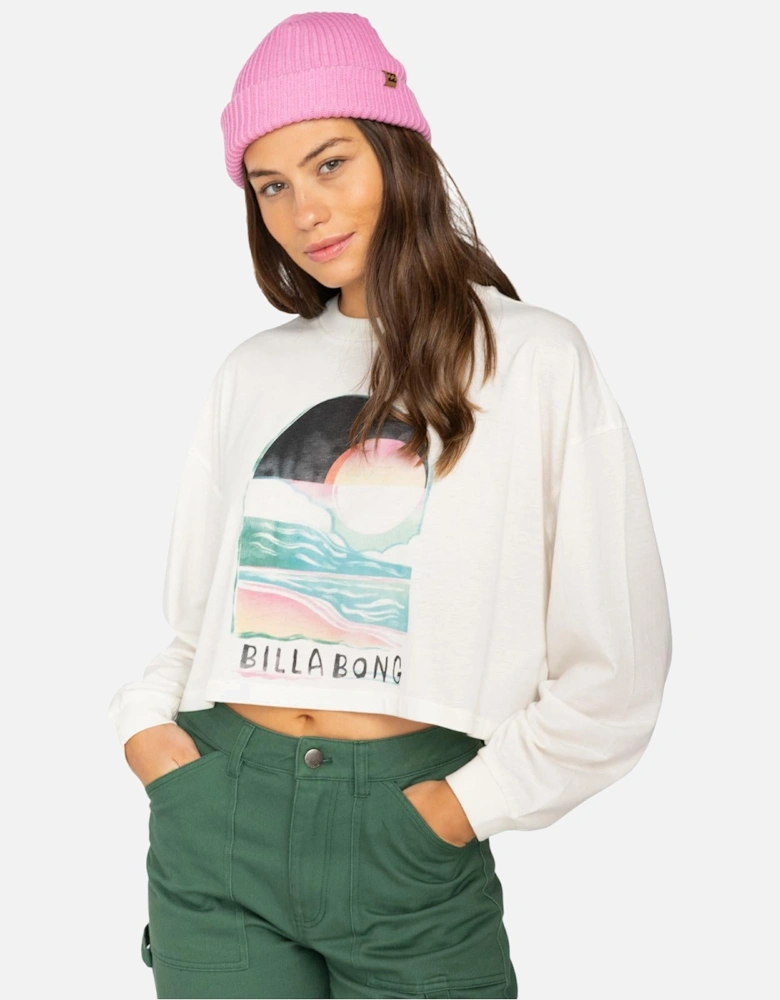 Womens Find Your Coast Long Sleeve Cropped T-Shirt