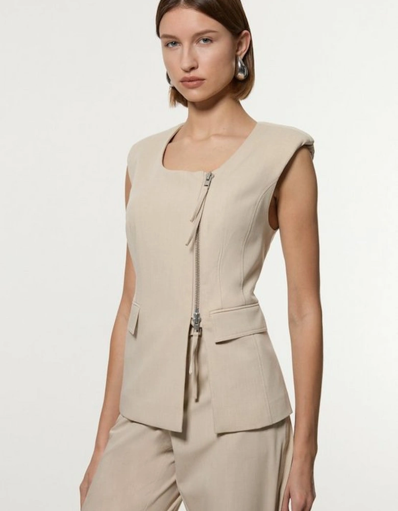 Tailored Viscose Zip Through Multi Stitch Waistcoat