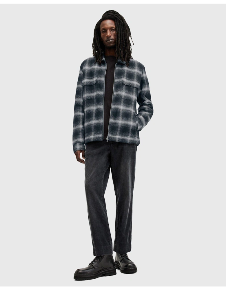 Marley Checked Harrington Jacket - Dark Blue