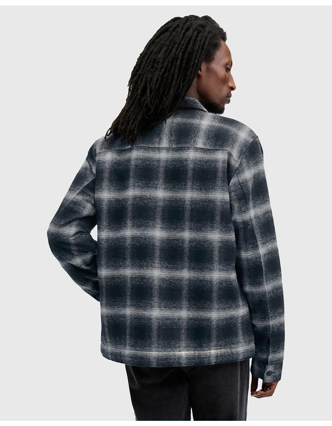 Marley Checked Harrington Jacket - Dark Blue