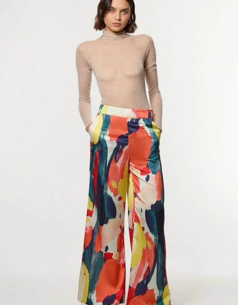 Satin Wide Leg Woven Trouser