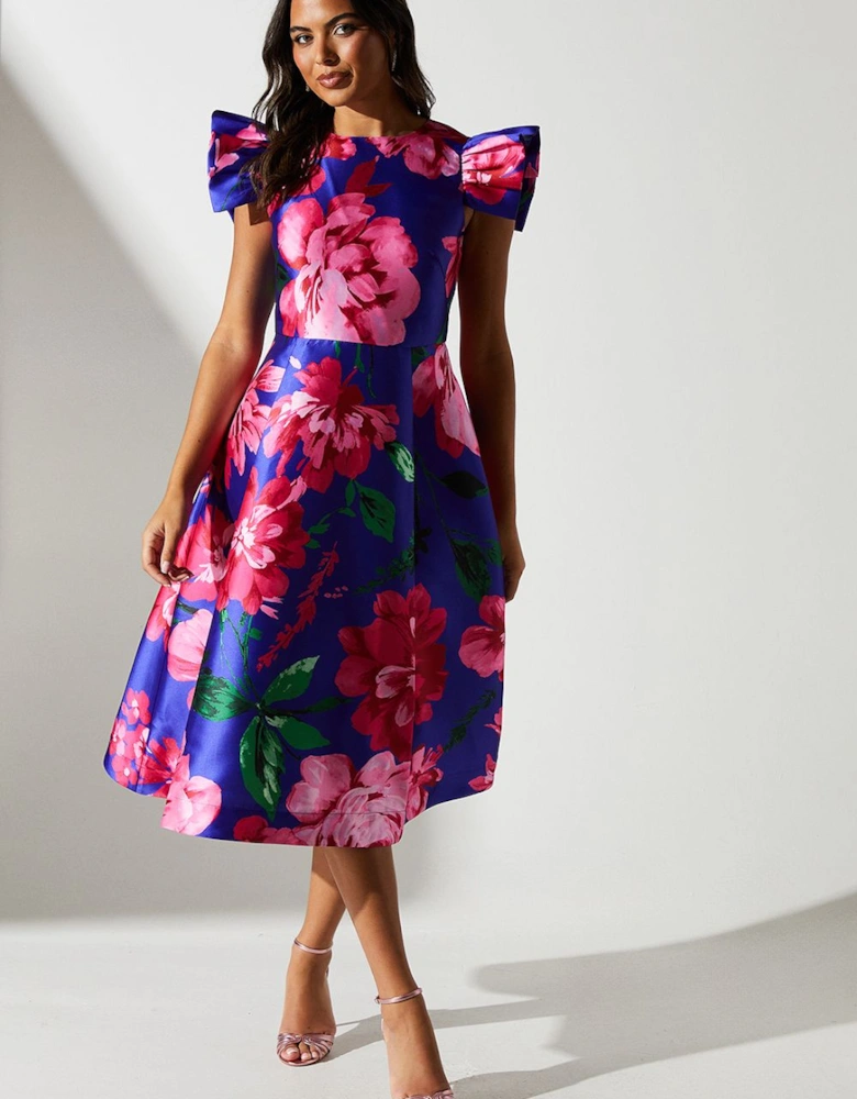 Floral Twill Fit and Flare Dress