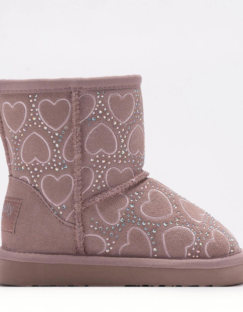 Clelia Heart Embellished Boot - Pink