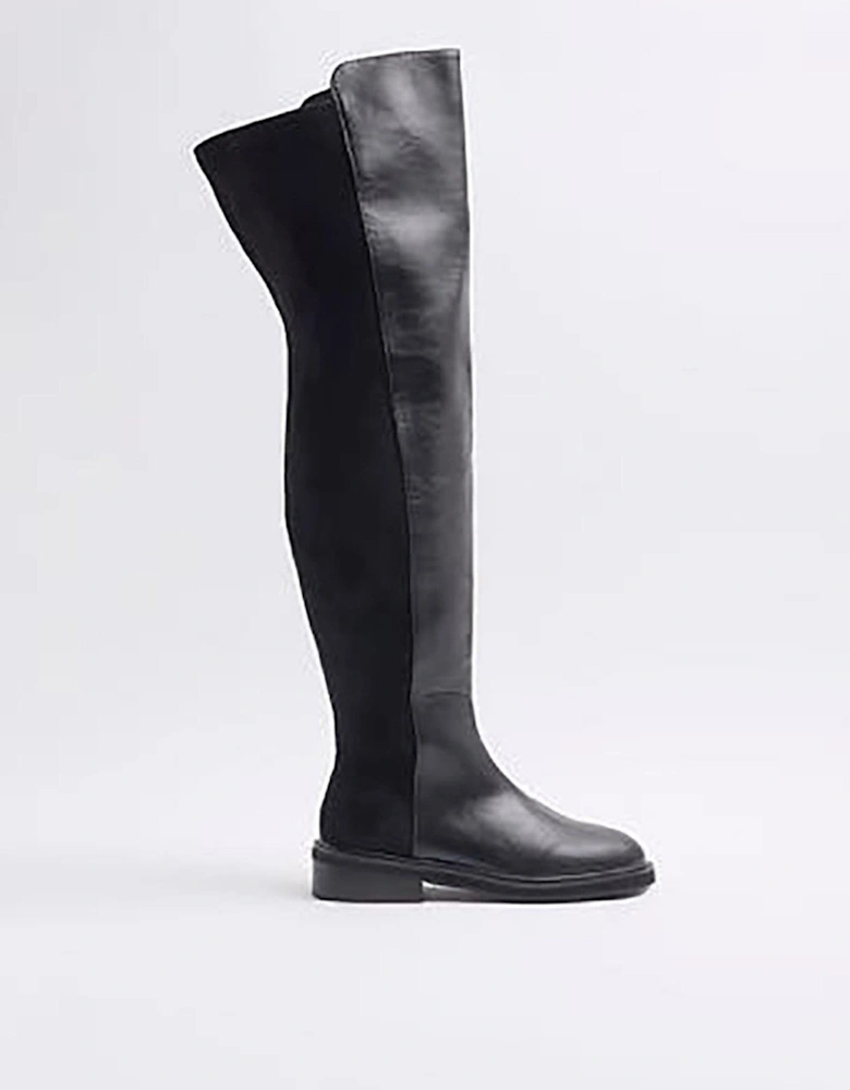 Flat High Leg Boot - Black