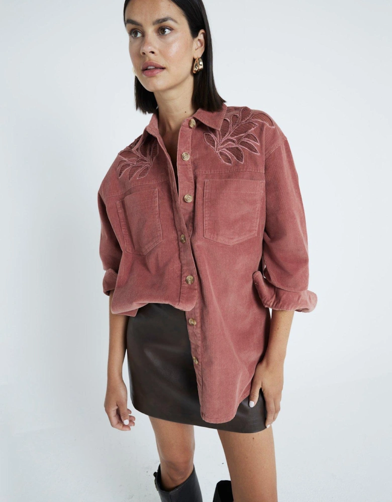 Cutwork Cord Shirt - Medium Pink