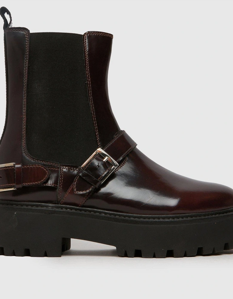 Ariah Leather Buckle Boot - Burgundy