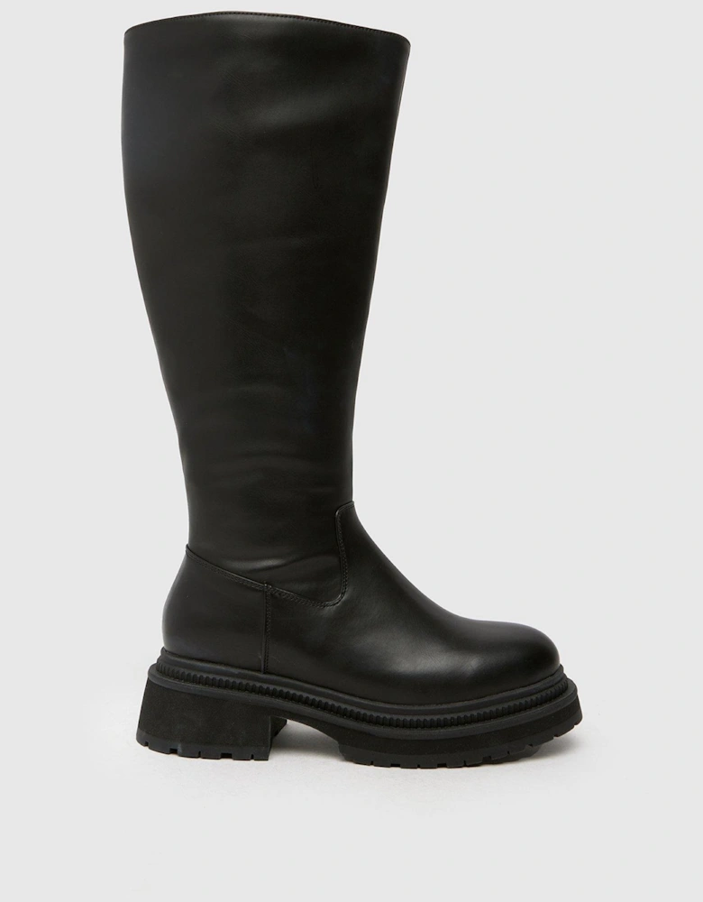 Wide Fit Delma Knee High Boot - Black