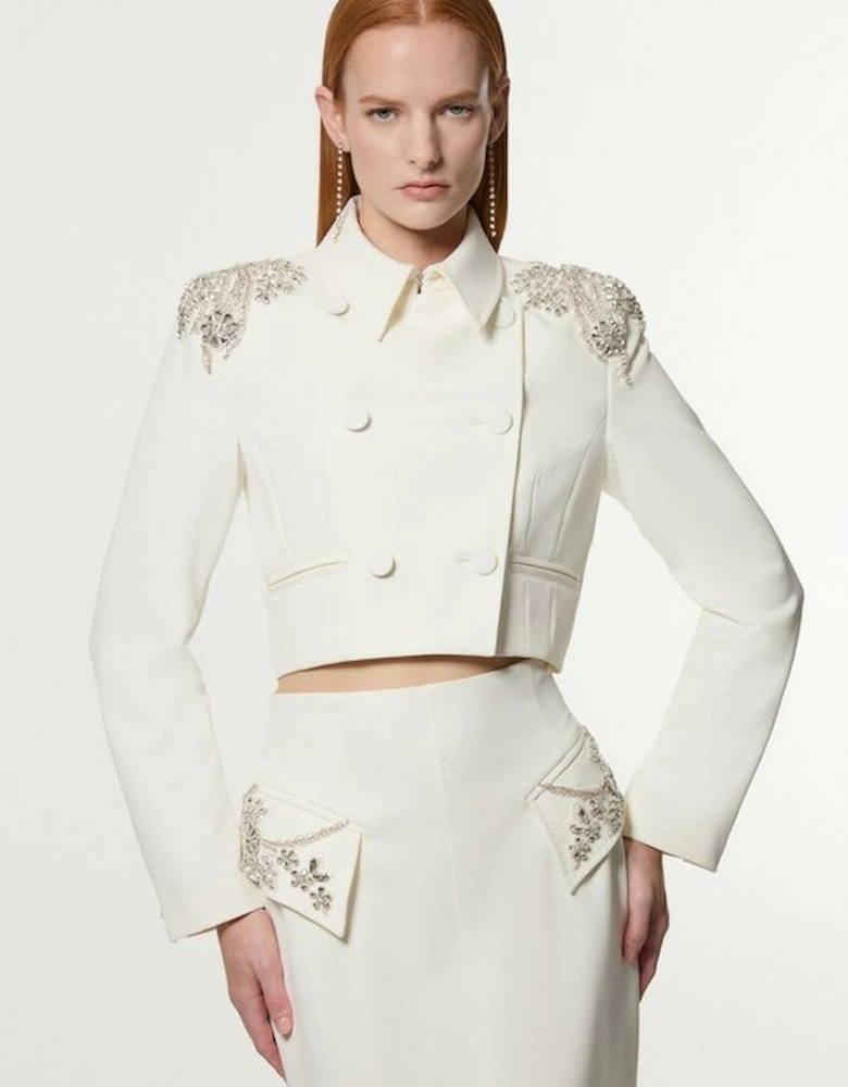 Crystal Embellished Tailored Double Breast Jacket