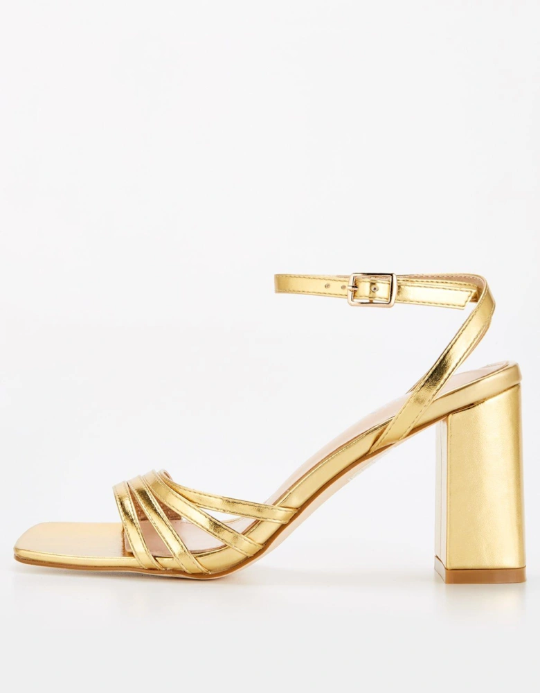 Orson Strappy Block Heels - Gold