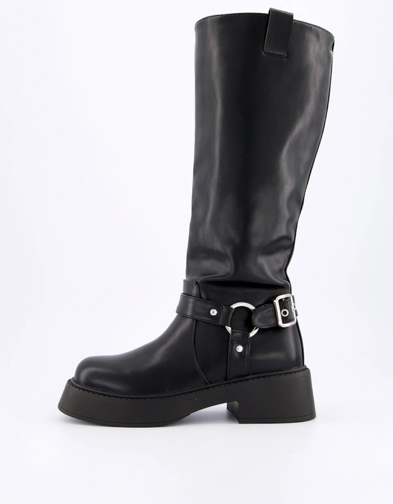 Menna Knee High Boots - Black