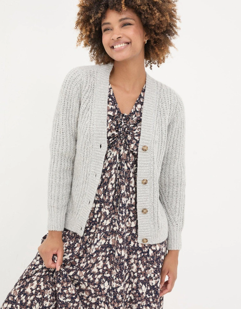 Alicia Cable Knit Cardigan - Grey