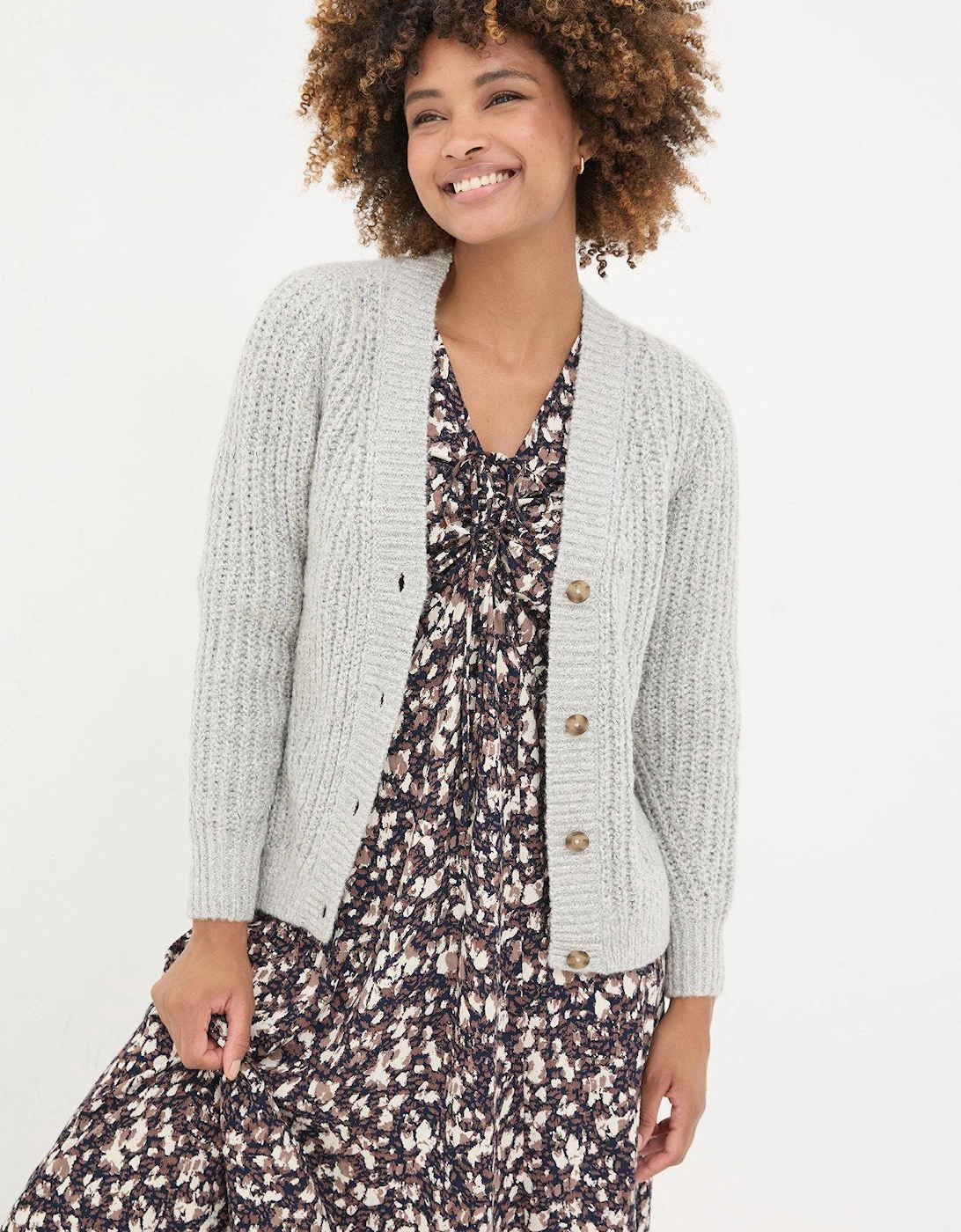 Alicia Cable Knit Cardigan - Grey, 6 of 5