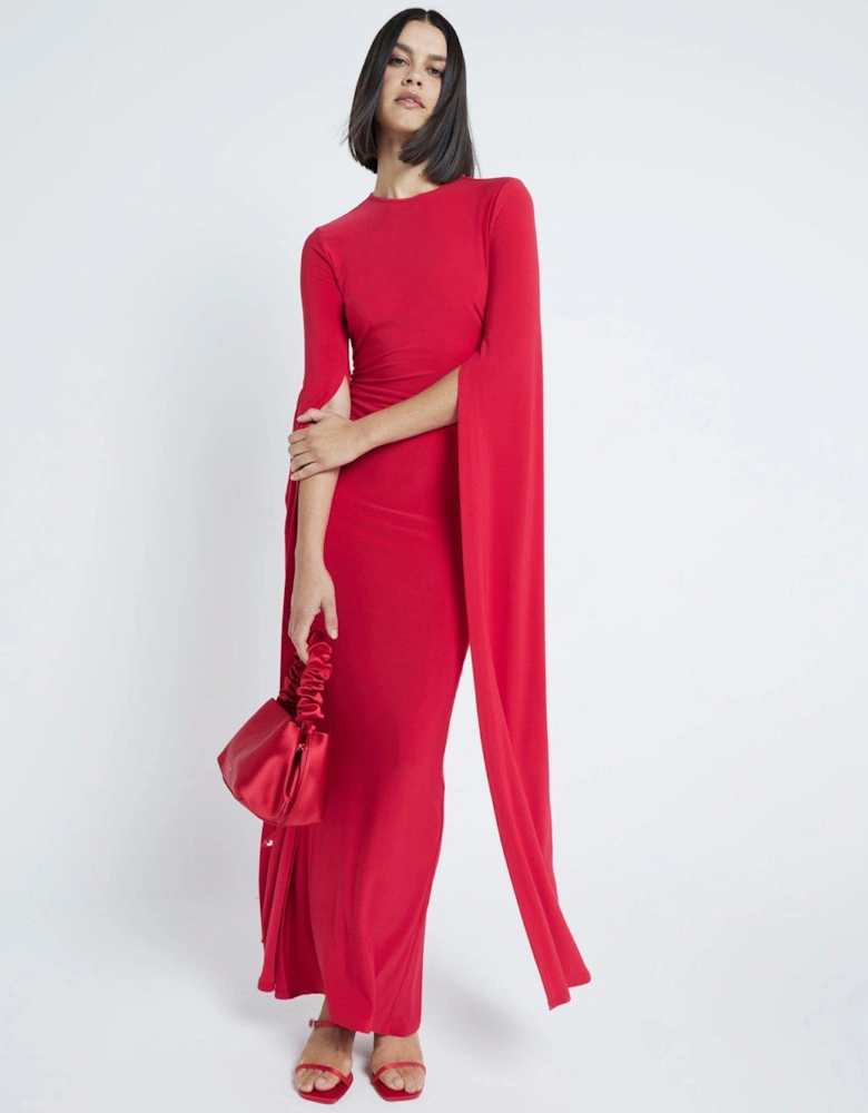 Flare Split Sleeve Maxi Dress - Bright Red