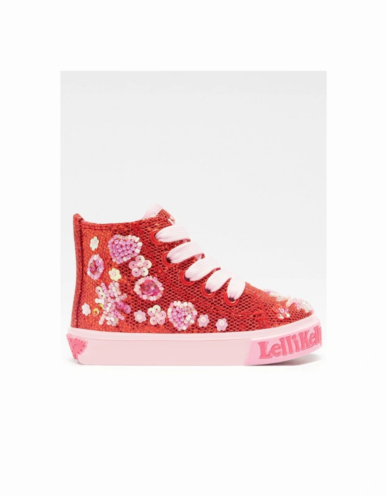 Toddler Dafne B Embellished Faux Fur Lined High Top - Red