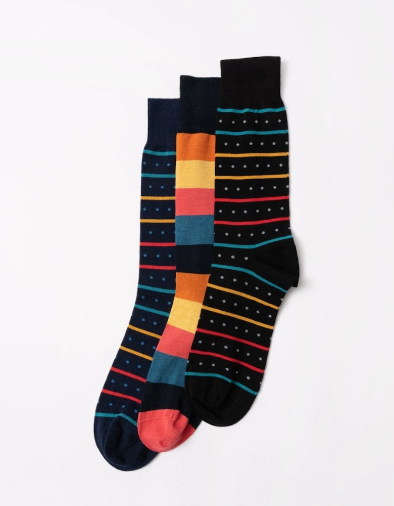 3 Pack Mens Artist Stripe Socks