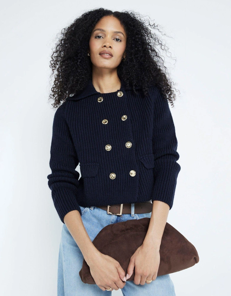 Double Breasted Cardigan - Navy