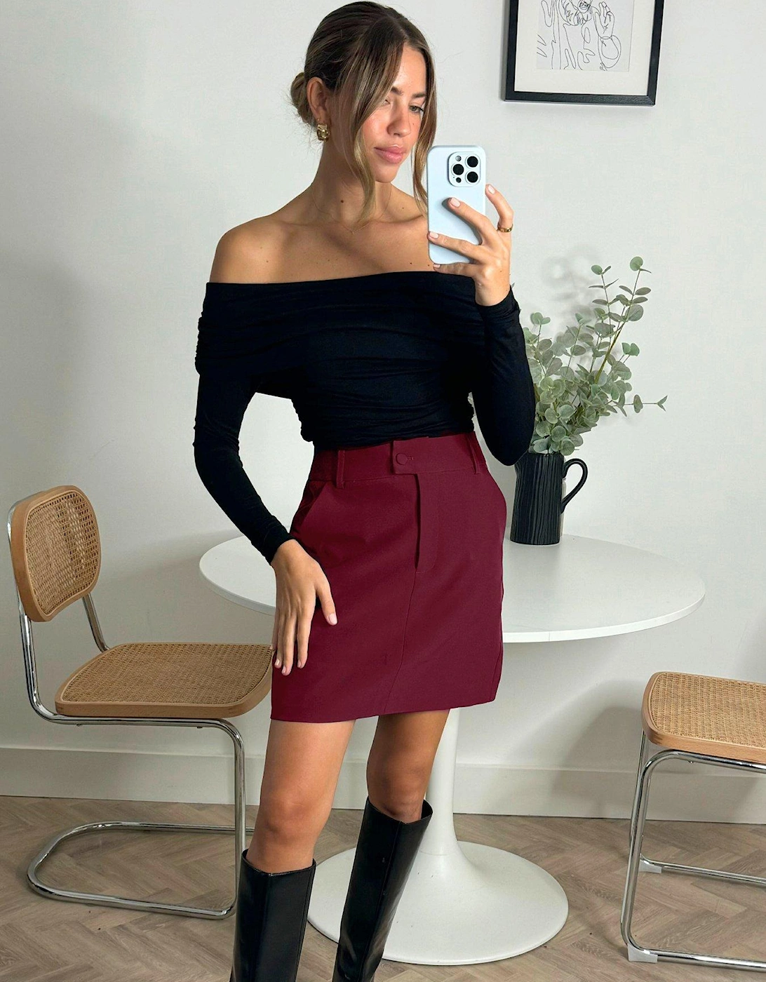 Tailored Mini Skirt - Mulberry