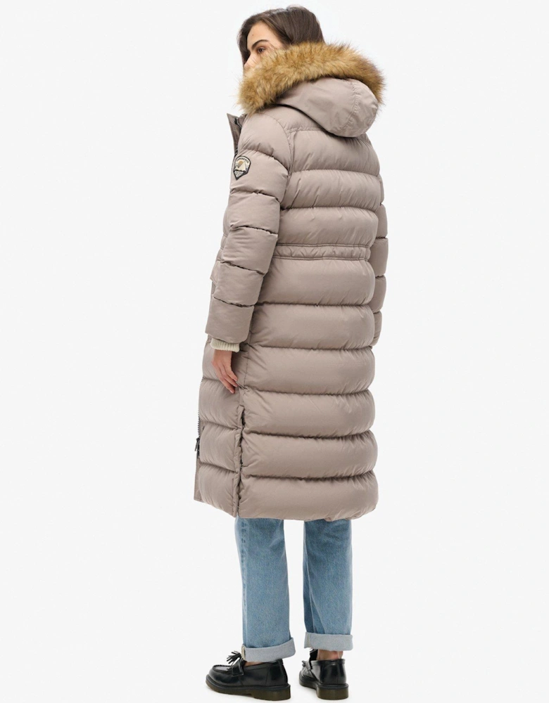 Everest Faux Fur Longline Jacket - Beige