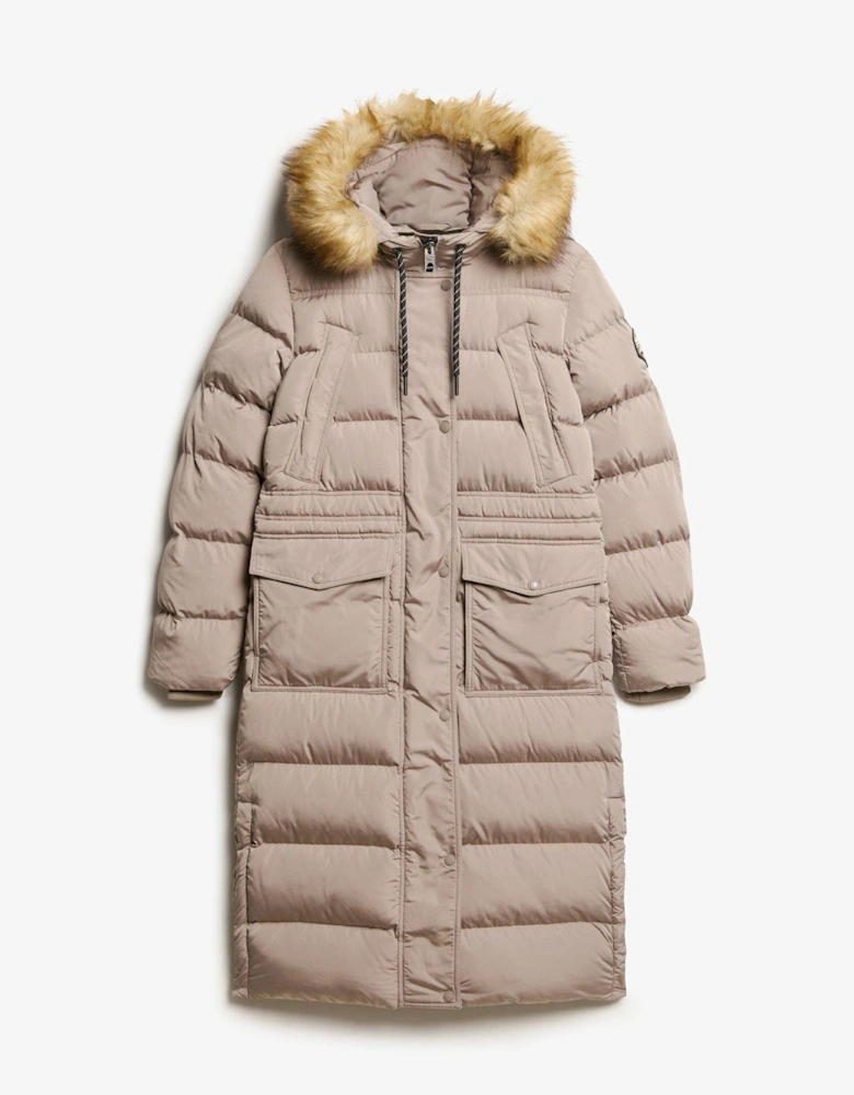 Everest Faux Fur Longline Jacket - Beige