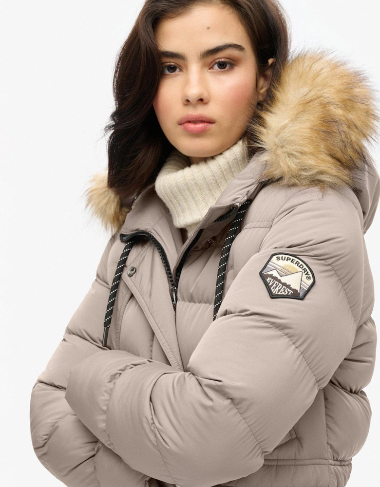 Everest Faux Fur Longline Jacket - Beige