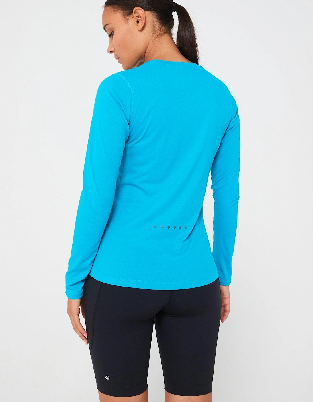 Womens Core Long Sleeve Running Tee -blue/white