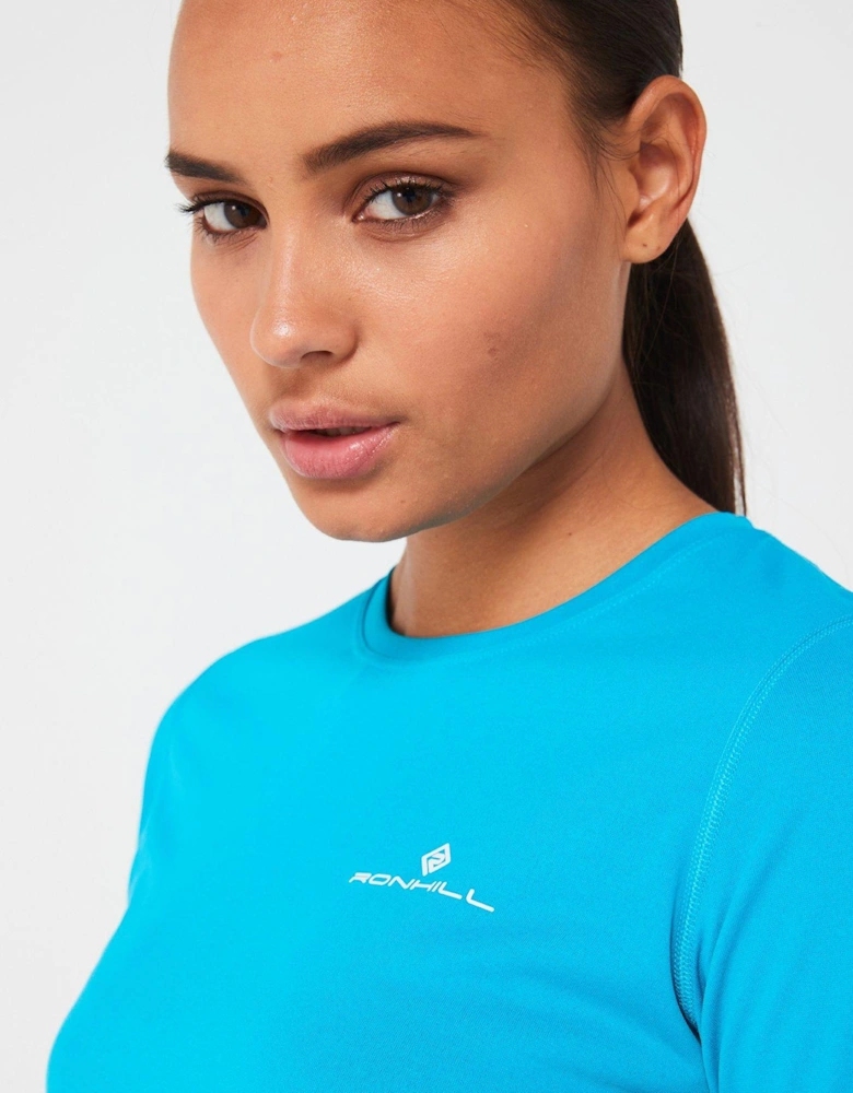 Womens Core Long Sleeve Running Tee -blue/white