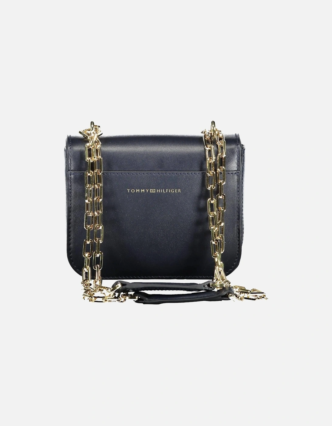 Blue Leather Shoulder Bag with Turn Closure and Contrasting Details