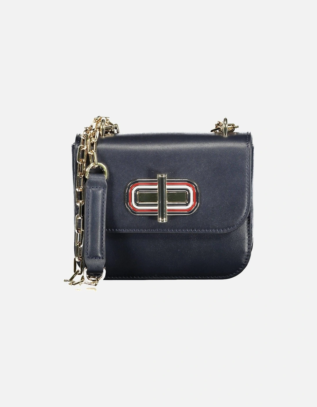 Blue Leather Shoulder Bag with Turn Closure and Contrasting Details, 4 of 3