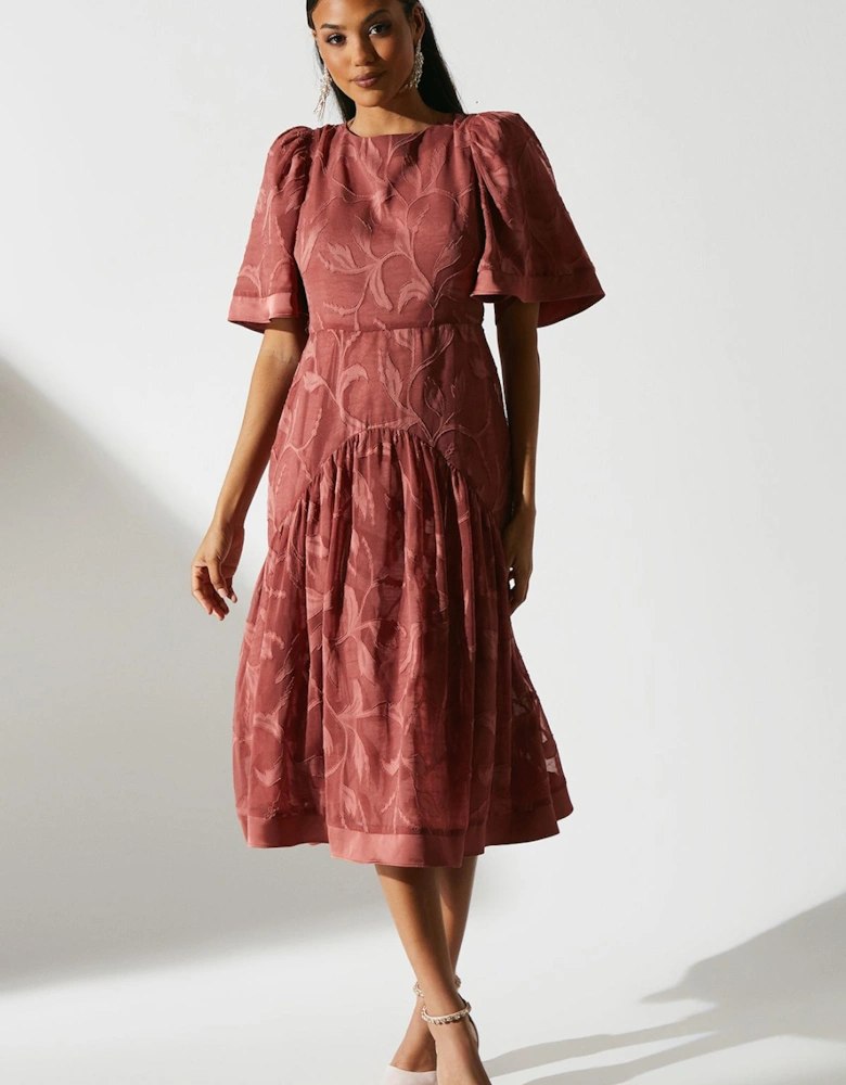 Jacquard Burnout Midi Dress