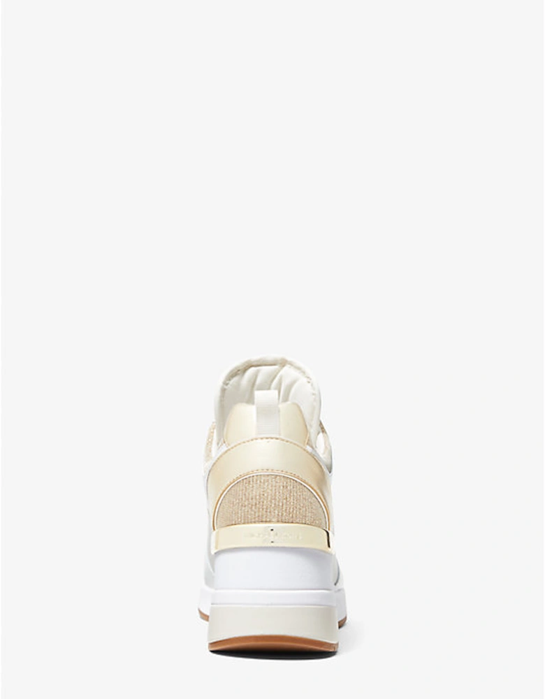 Georgie Leather and Glitter Chain-Mesh Trainer