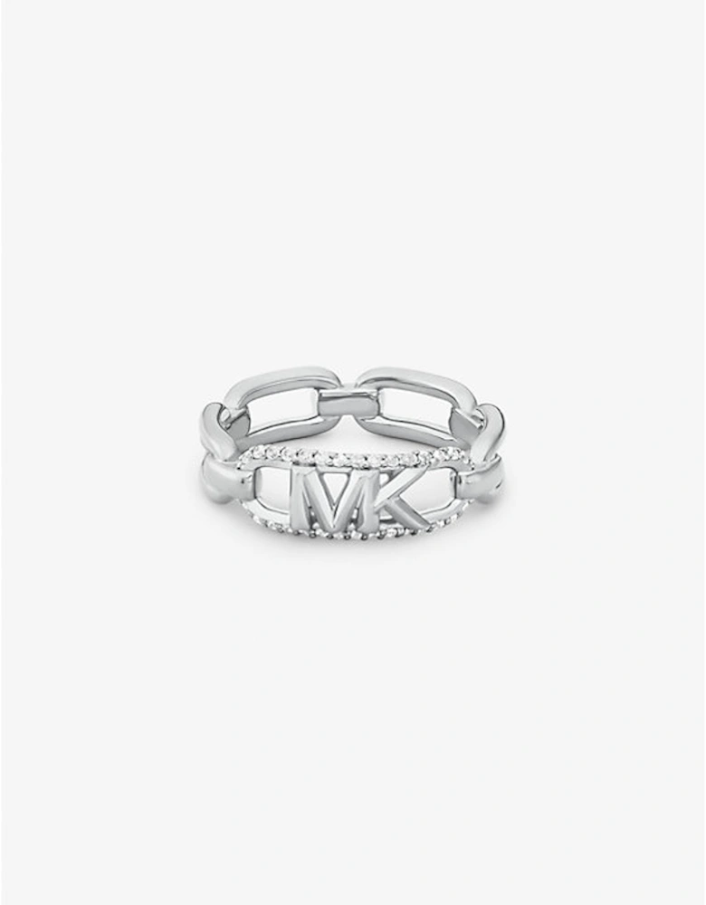 Precious Metal-Plated Sterling Silver Pavé Empire Logo Ring