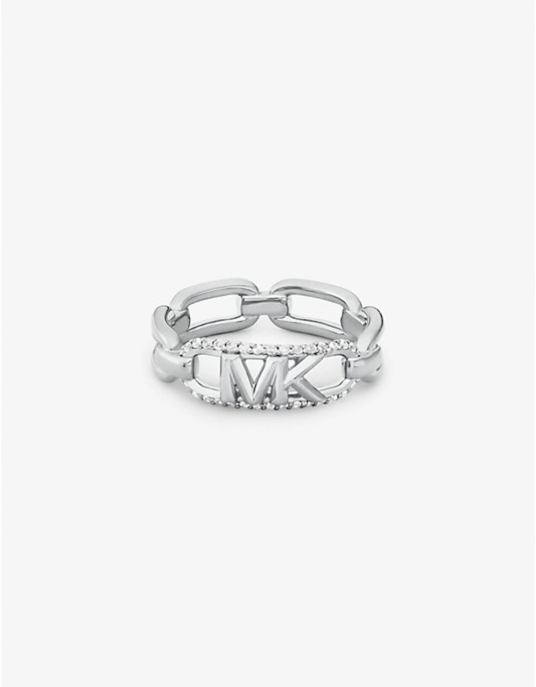 Precious Metal-Plated Sterling Silver Pavé Empire Logo Ring