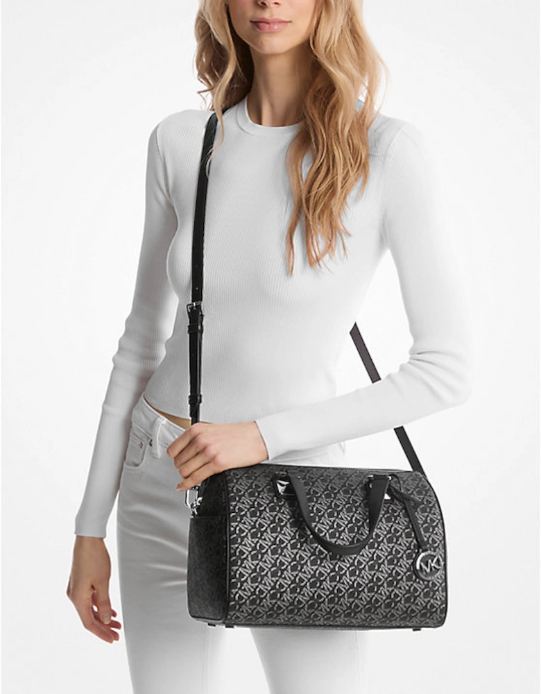 Grayson Medium Metallic Empire Signature Logo Satchel