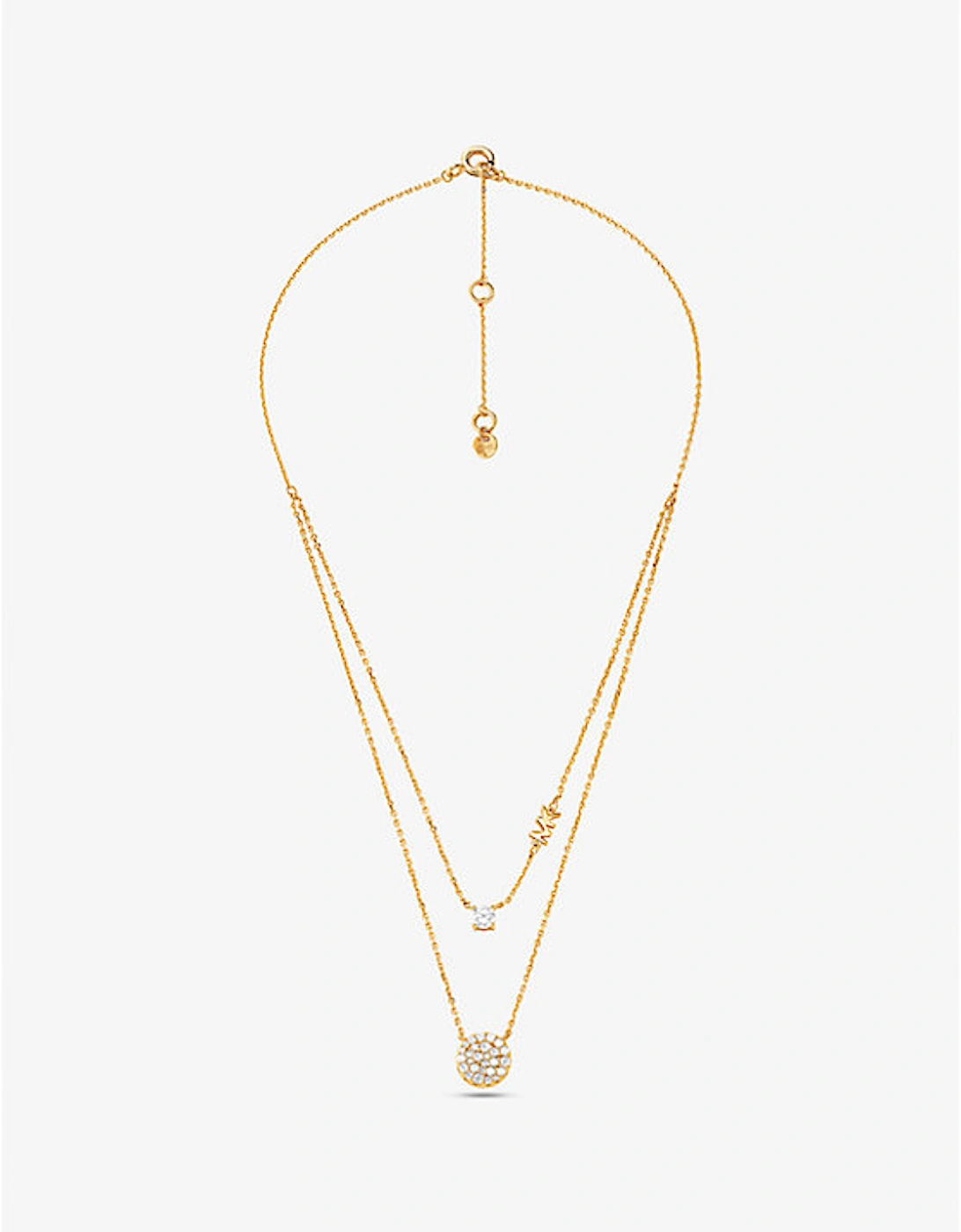 Precious Metal-Plated Sterling Silver Pavé Disc Layering Necklace