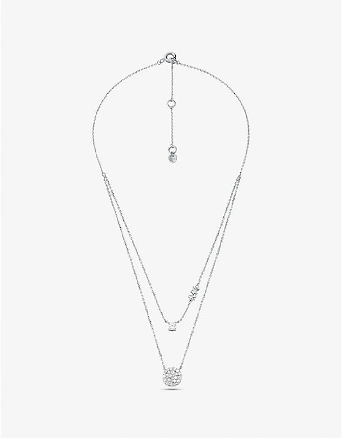Precious Metal-Plated Sterling Silver Pavé Disc Layering Necklace