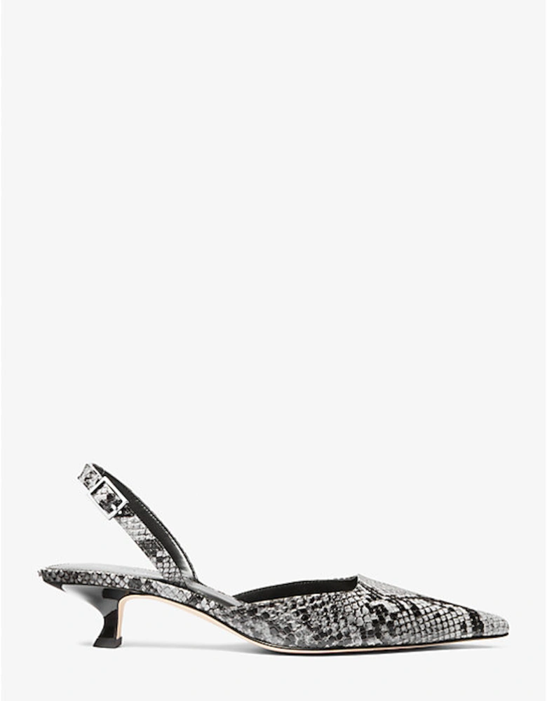 Luna Snake Embossed Leather Slingback Kitten Pump