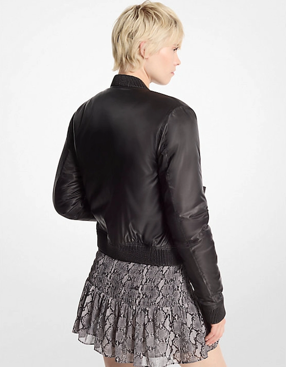 Satin Cire´ Bomber Jacket