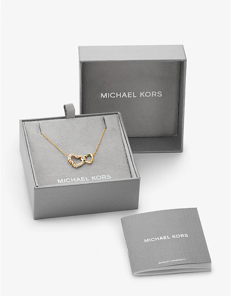Precious Metal-Plated Sterling Silver Interlocking Hearts Necklace