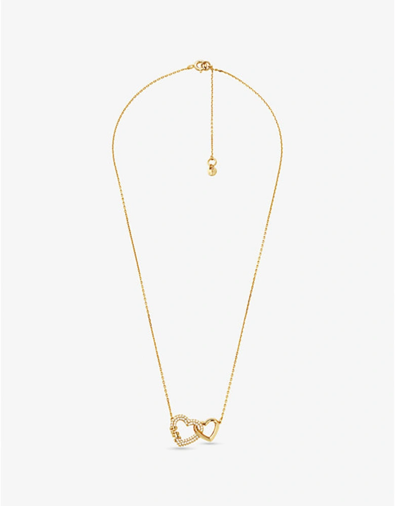 Precious Metal-Plated Sterling Silver Interlocking Hearts Necklace