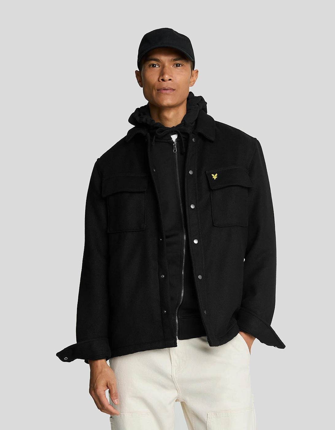 Lyle And Scott Men's Brushed Overshirt - Black - Size: 38/Regular