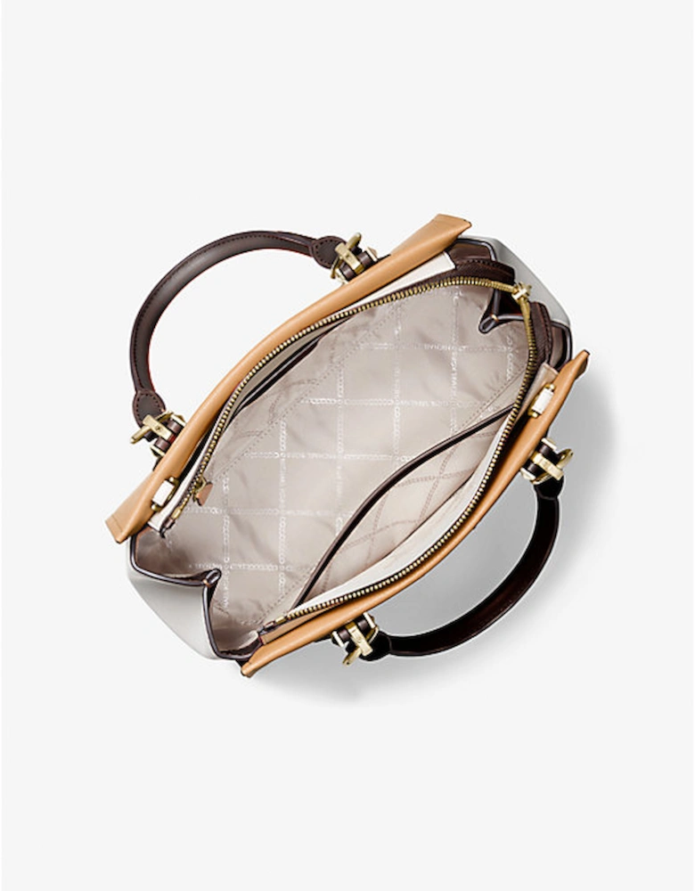 Marilyn Medium Color-Block Saffiano Leather Satchel