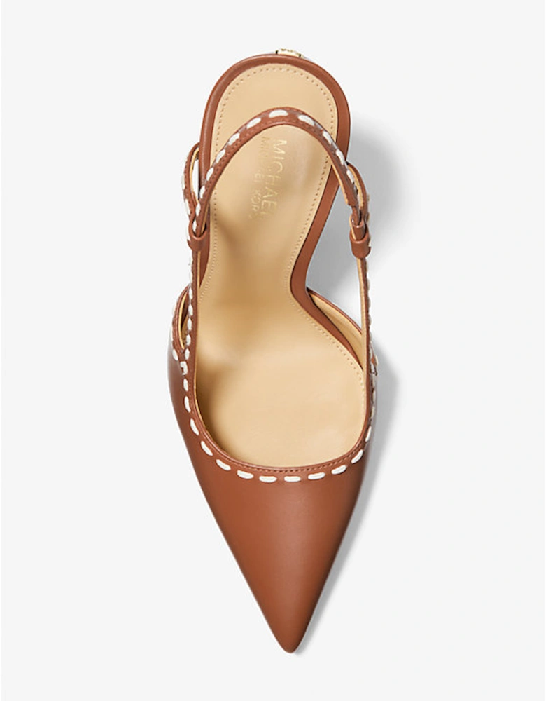 Alora Hand-Stitched Leather Slingback Pump