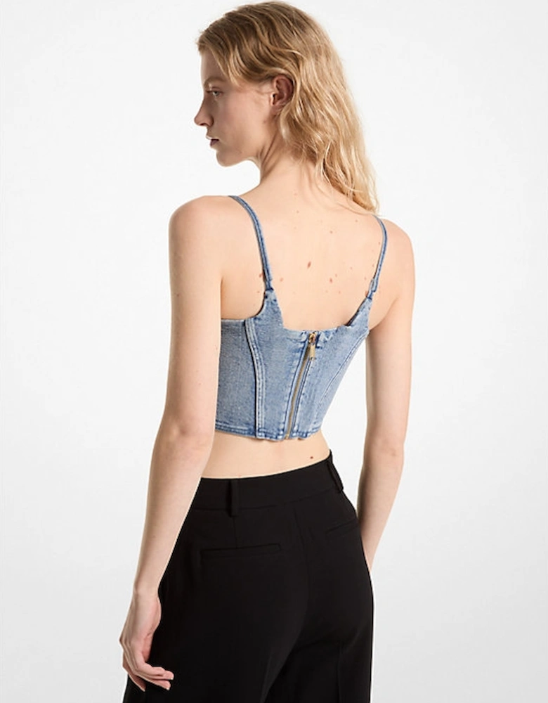 Stretch Denim Bustier Top