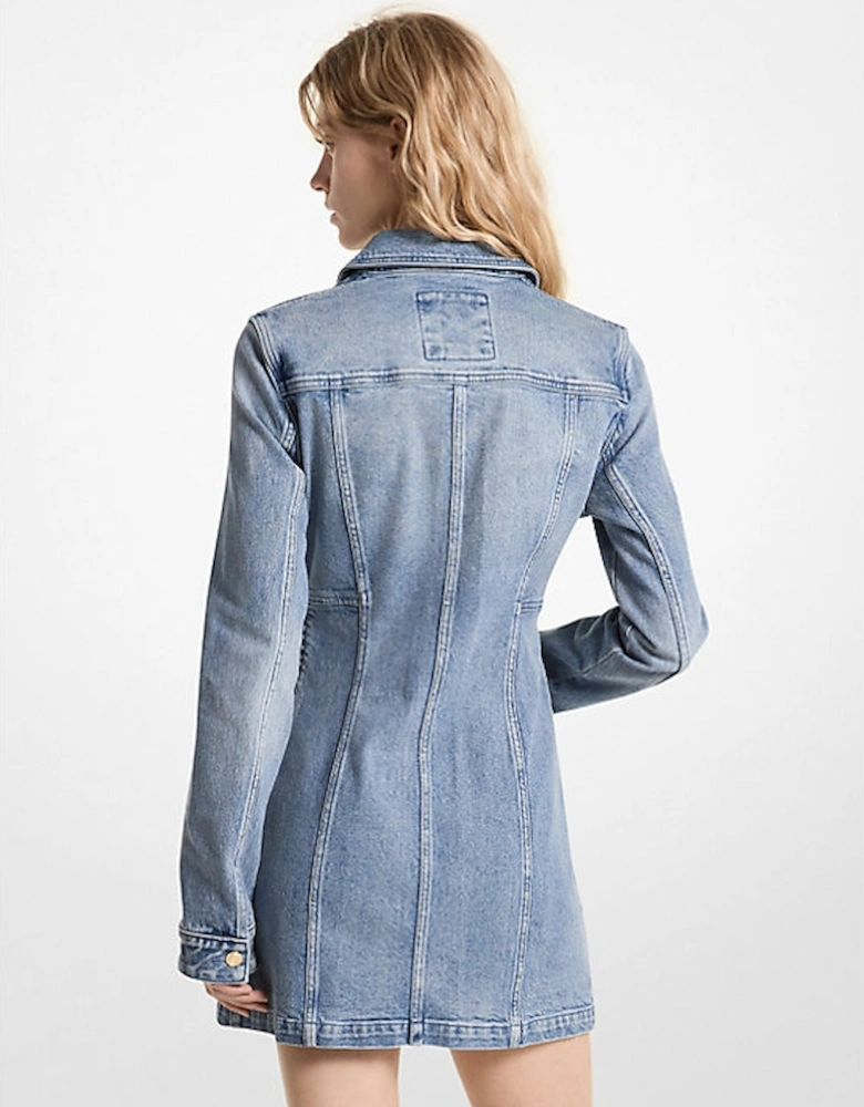 Stretch Denim Lace-Up Mini Dress