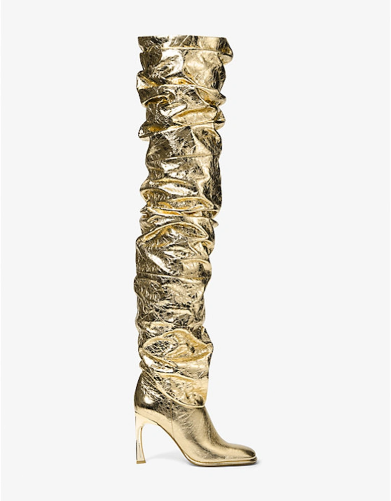 Kelsea Crackled Metallic Leather Slouchy Boot