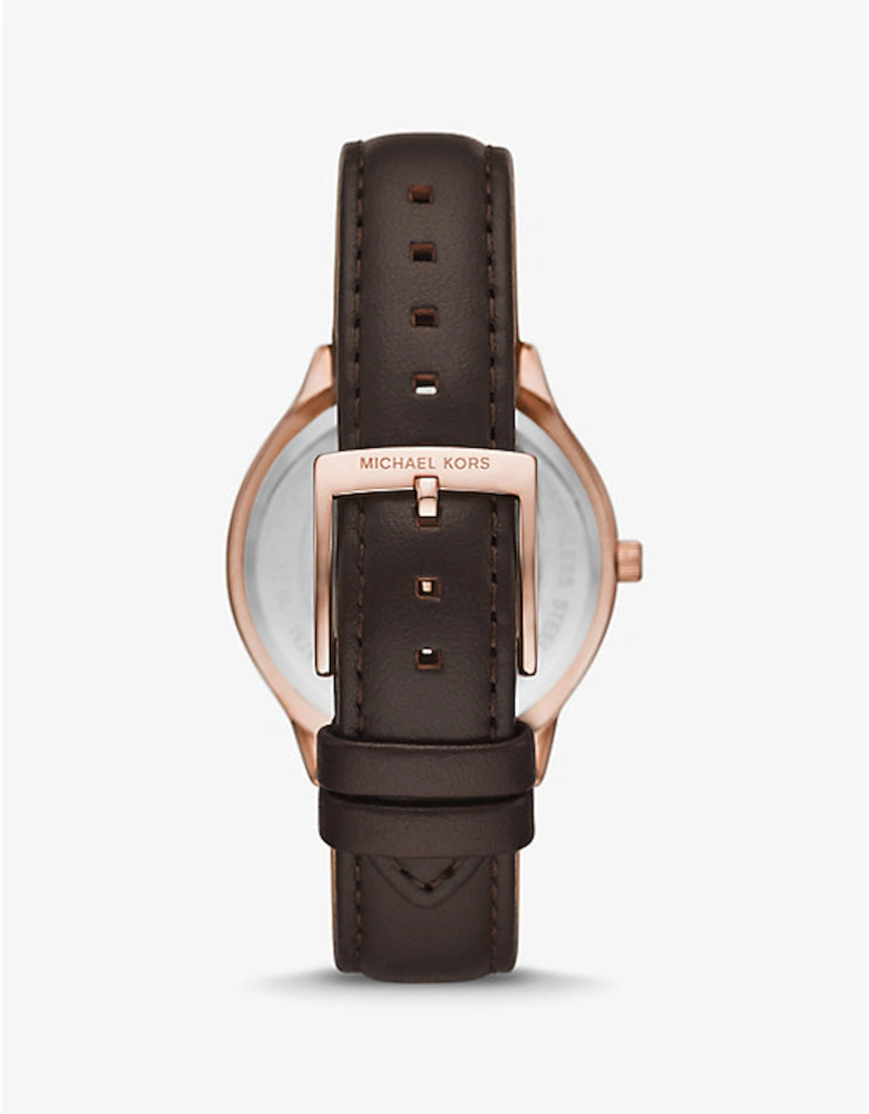 Slim Runway Rose Gold-Tone and Leather Watch