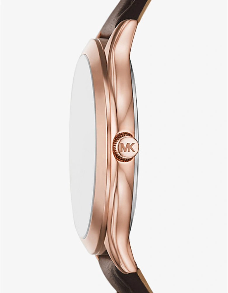 Slim Runway Rose Gold-Tone and Leather Watch