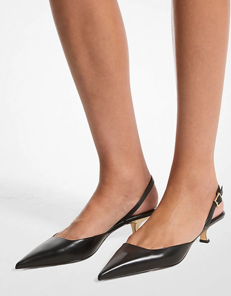 Luna Leather Slingback Kitten Pump