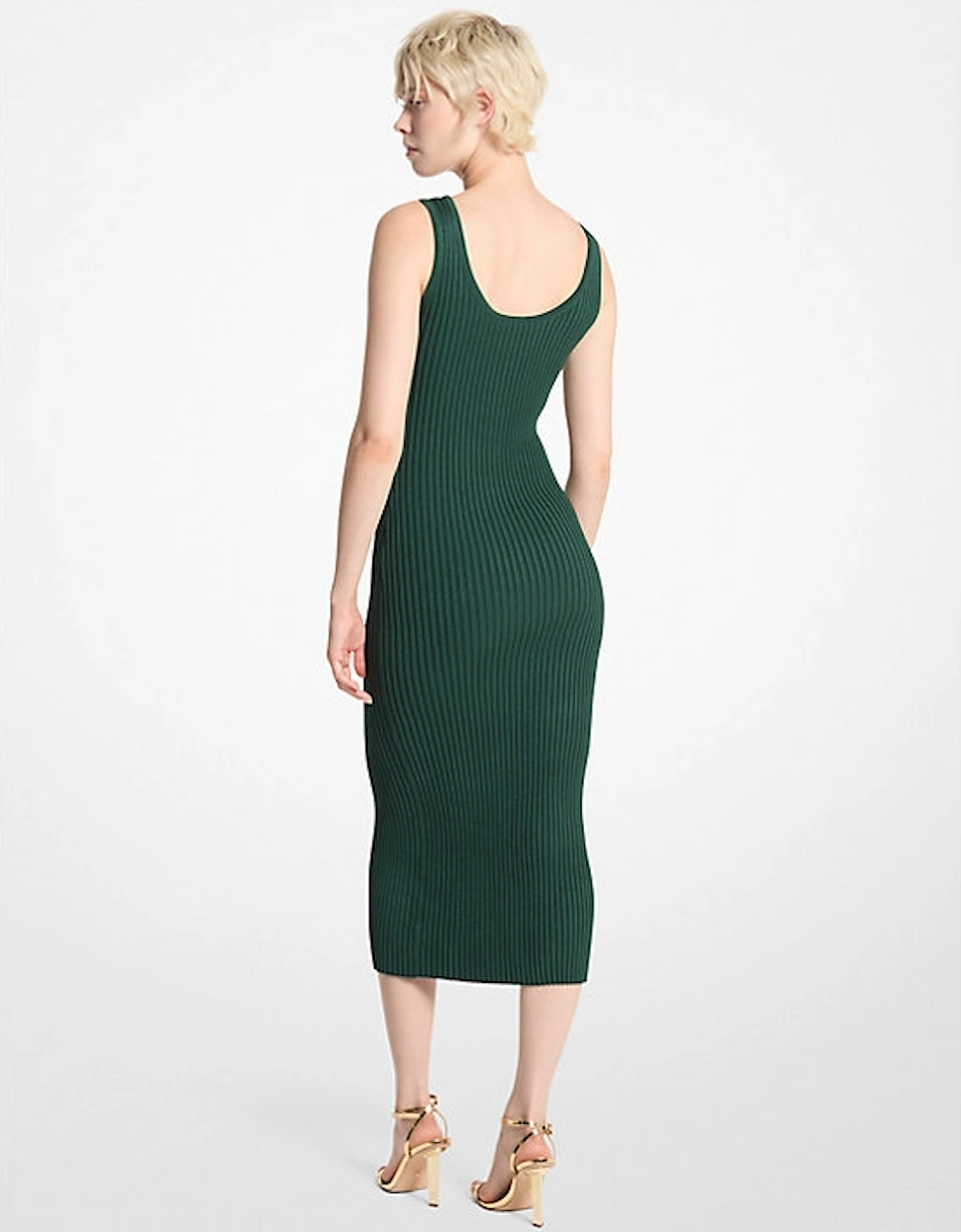 Ribbed Stretch Knit Zip Dress