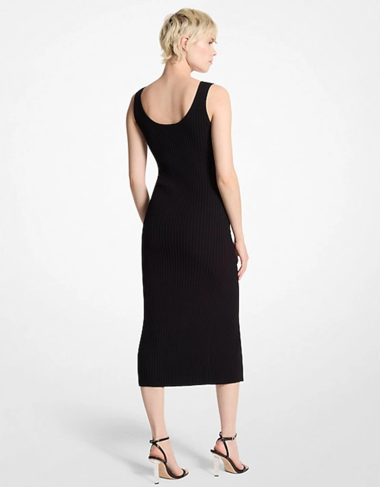 Ribbed Stretch Knit Zip Dress